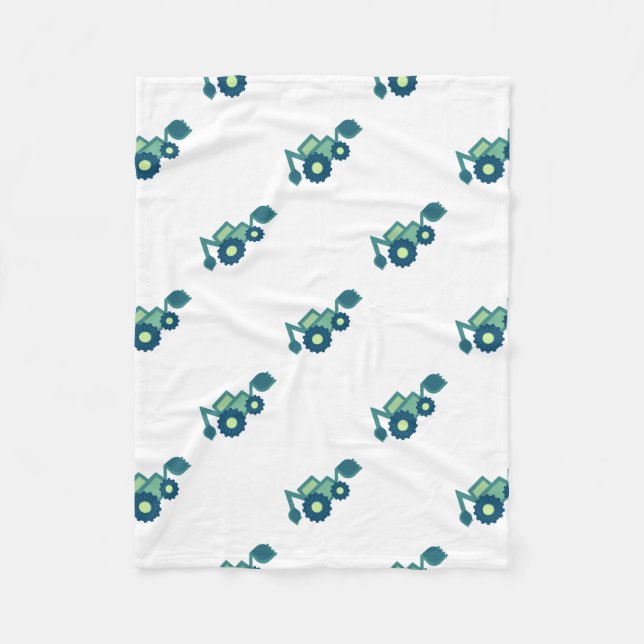 Cute Grönt Backhoe Funny Excavator Digger Boys Fleecefilt (Framsidan)