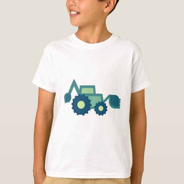 Cute Grönt Backhoe Funny Excavator Digger Boys T-shirt (Framsida)