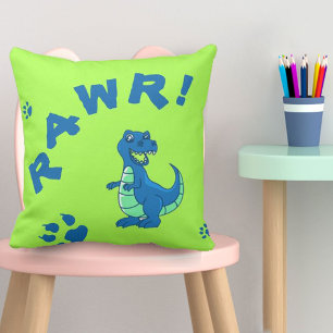 Cute Grönt blå RAWR Dinosaur Barn Kudde