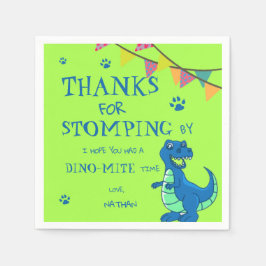 Cute Grönt Blue Dinosaur Thned Födelsedagsfest Pappersservett
