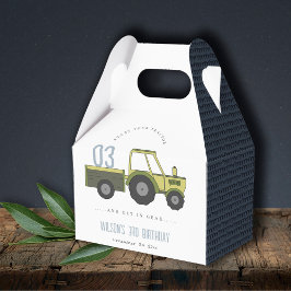 Cute Grönt Blue Farm Tractor Kids any Age Birday Presentaskar