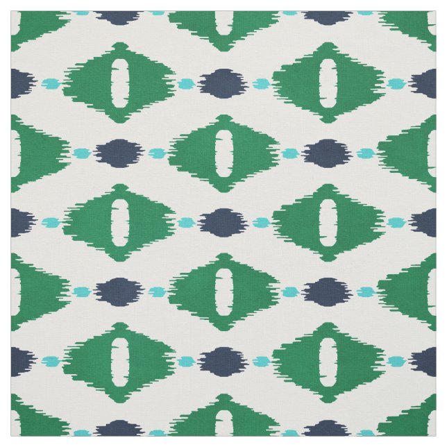 Cute grönt blue ikat tribal mönster tyg (Provkarta)