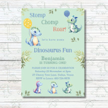 Cute Grönt Boy Dinosaur 1:a födelsedagen Party
