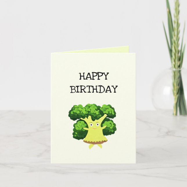 Cute grönt broccoli helgkort (Framsida)