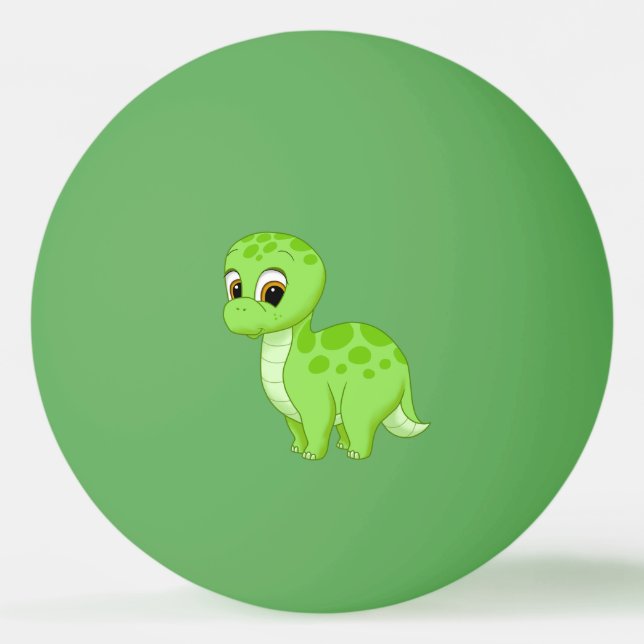 Cute Grönt Brontosaurus Dinosaur Pingisboll (Framsidan)