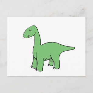 Cute Grönt Brontosaurus Vykort