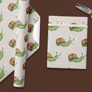 Cute Grönt Brown Snigel Mönster Presentpapper
