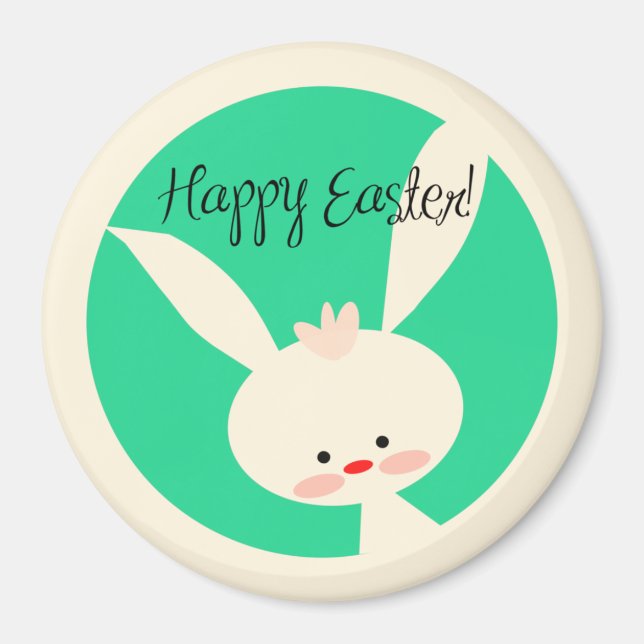 Cute grönt Bunny för Påsk Classic Round Magnet (Framsidan)