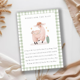 Cute Grönt Cactus Boho Llama Bokar for Baby Shower Tilläggskort