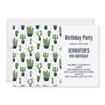 Cute Grönt Cactus in Flower Pots Mönster Birthday