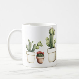 Cute grönt cactus in pots kaffemugg