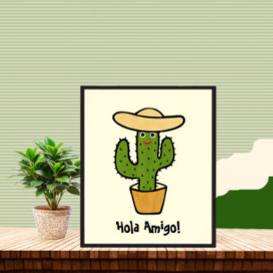 Cute grönt cactus poster