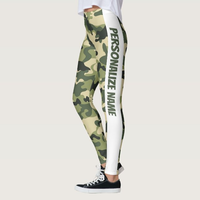 Cute Grönt Camouflage PERSONALIZE Leggings (Vänster)