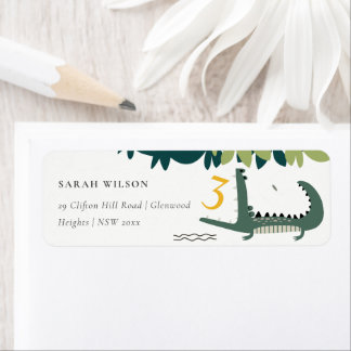 Cute Grönt Chomp Alligator Swamp Kids Adress Returadress Etikett