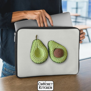 Cute Grönt Cottagecore Crochet Avocado Monogram Laptop Fodral