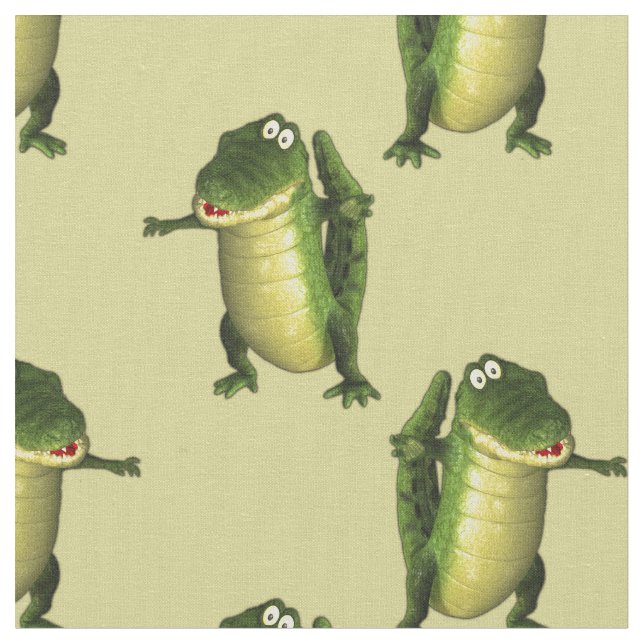 Cute Grönt Crokodiles Tyg (Närbild)