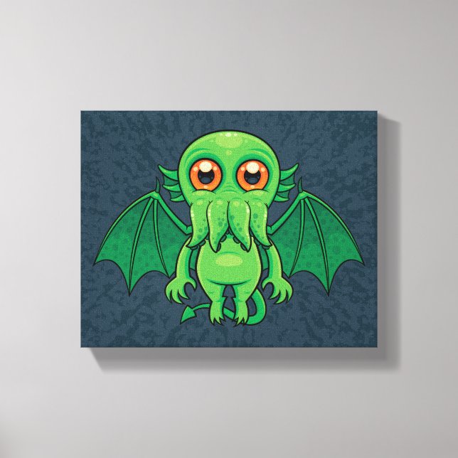 Cute Grönt Cthulhu Monster Canvastryck (Framsida)