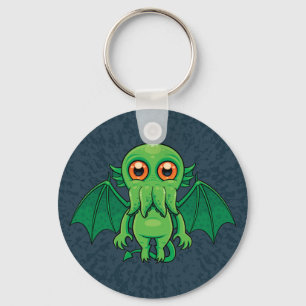 Cute Grönt Cthulhu Monster Nyckelring