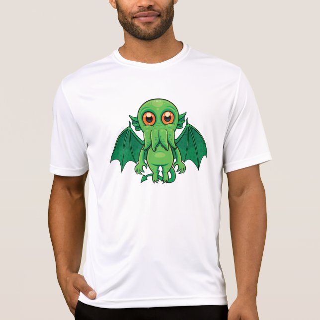 Cute Grönt Cthulhu Monster T Shirt (Framsida)