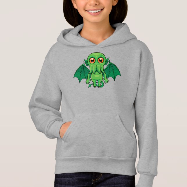 Cute Grönt Cthulhu Monster T Shirt (Framsida)