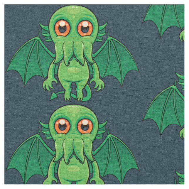 Cute Grönt Cthulhu Monster Tyg (Närbild)