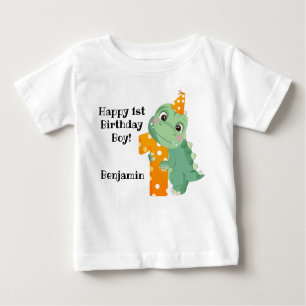 Cute Grönt Dino Birthday Baby T-Shirt