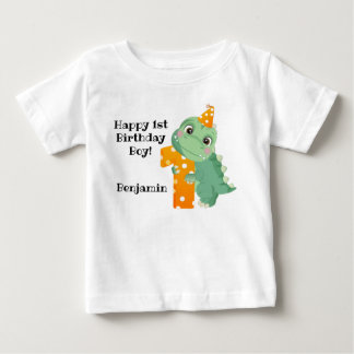 Cute Grönt Dino Birthday Baby T-Shirt