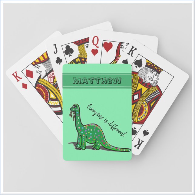 Cute Grönt Dinosaur Casinokort (Bookmark my store! https://www.zazzle.com/store/capricepetit)