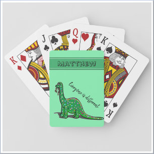 Cute Grönt Dinosaur Casinokort