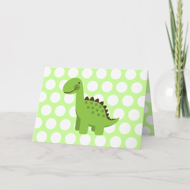 Cute Grönt Dinosaur Kort (Framsida)