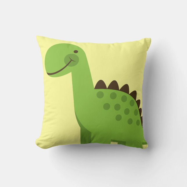 Cute Grönt Dinosaur Kudde (Framsida)