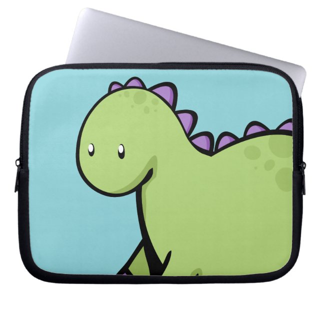 Cute Grönt Dinosaur Laptop Sleeve (Framsidan)