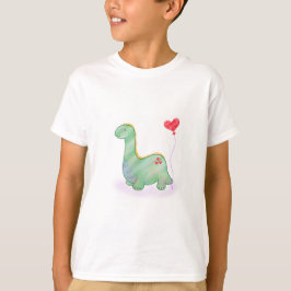 Cute Grönt Dinosaur med hjärtballong | T Shirt