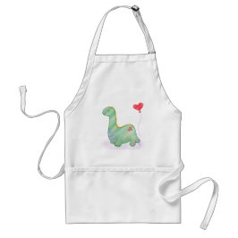 Cute Grönt Dinosaur med I Kärlek Du Hjärtat Balloo Förkläde