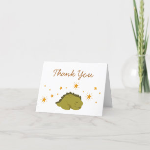 Cute Grönt Dinosaur med Stars Baby Shower Tack Kort