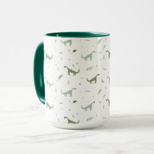 Cute Grönt Dinosaur Mönster Mugg