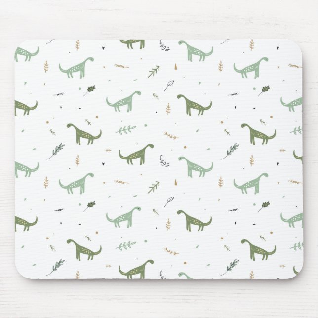 Cute Grönt Dinosaur Mönster Musmatta (Framsidan)