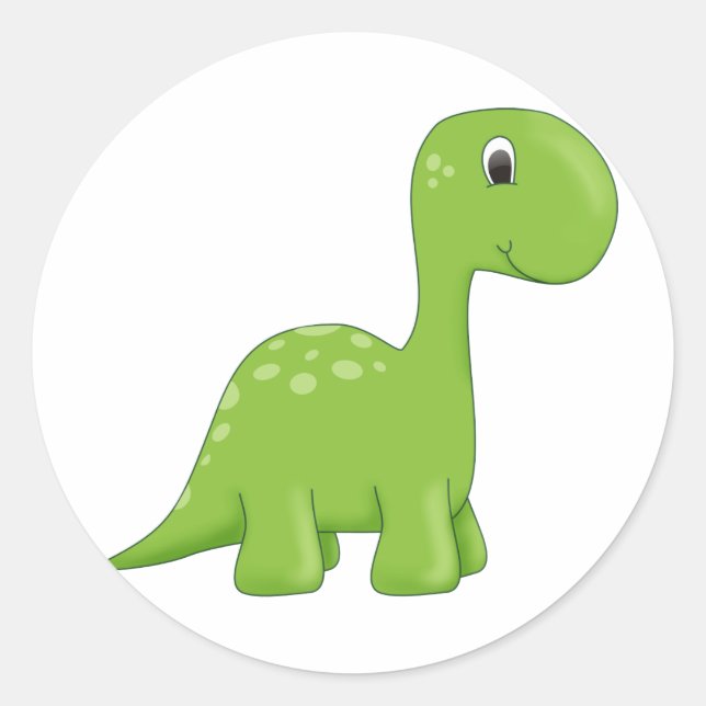 Cute grönt dinosaur runt klistermärke (Framsida)
