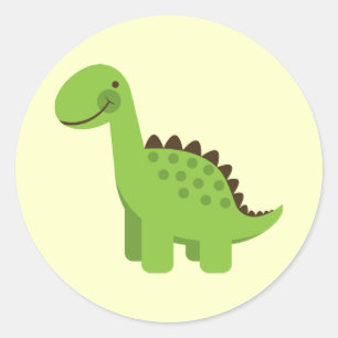 Cute Grönt Dinosaur Runt Klistermärke