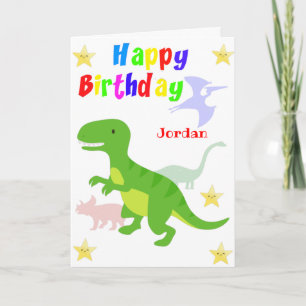 Cute Grönt Dinosaur t Rex Grattis på födelsedagen Kort