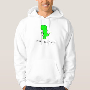 Cute Grönt Dinosaur Teckning Anpassningsbar Text Hoodie