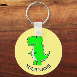 Cute Grönt Dinosaur Teckning Anpassningsbar Text Nyckelring