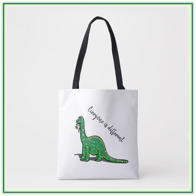 Cute Grönt Dinosaur Tote Bag Tygkasse (Skapare uppladdad)