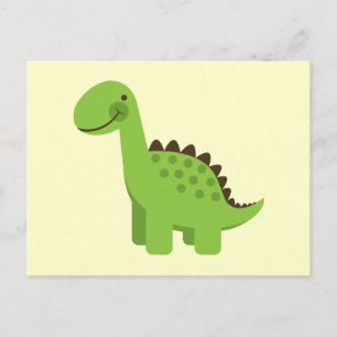 Cute Grönt Dinosaur Vykort