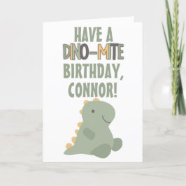 Cute Grönt Dinosaur Young children Birthday Kort