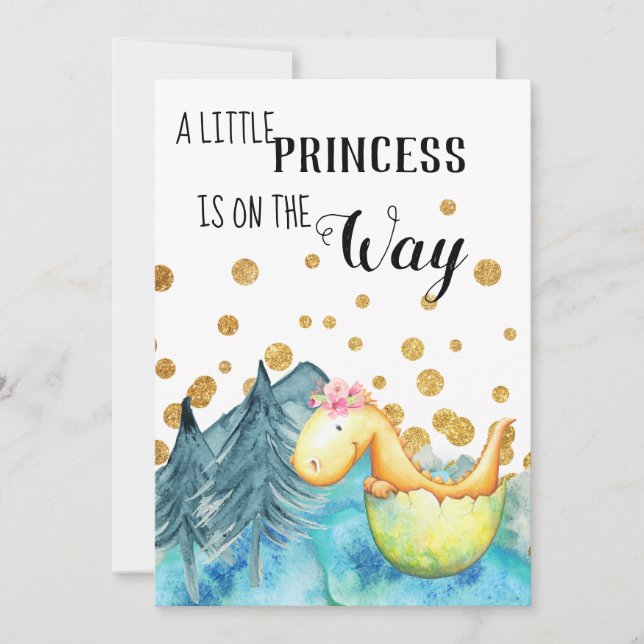 *~* Cute Grönt Dragon Hatching Flicka Shower Inbjudningar (Framsida)