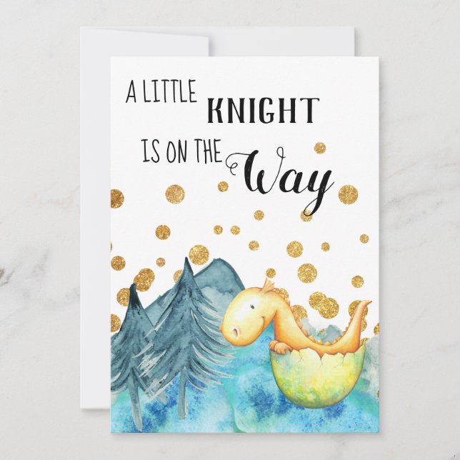 *~* Cute Grönt Dragon Hatching Pojke Shower Inbjudningar (Framsida)