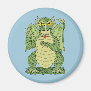 Cute Grönt Dragon Magnet