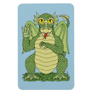 Cute Grönt Dragon Magnet