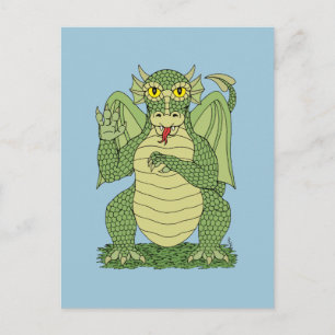 Cute Grönt Dragon Vykort